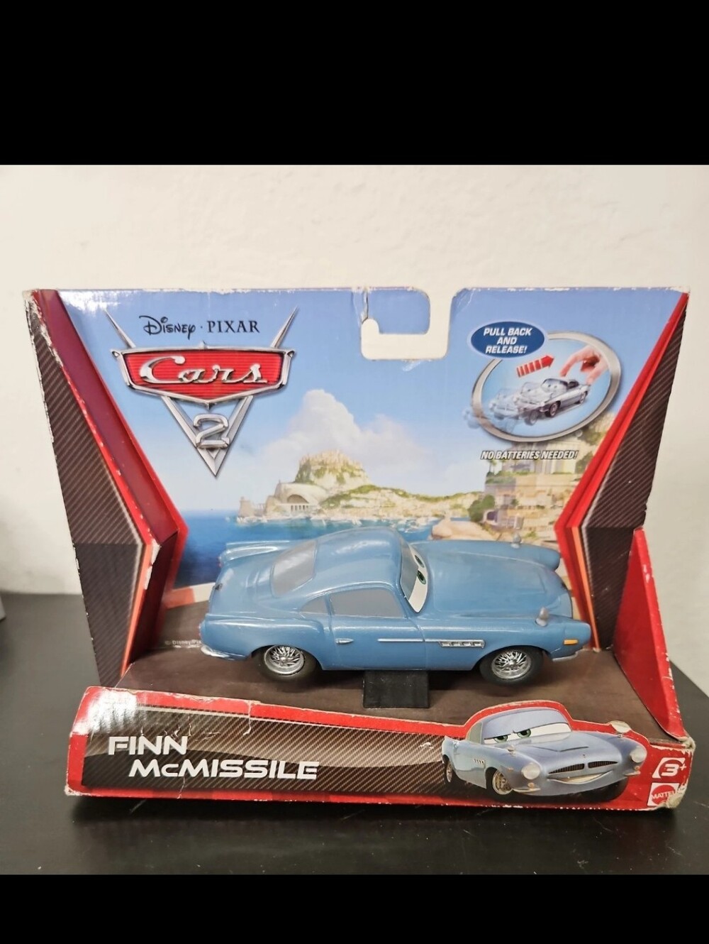 Disney Cars 2 FINN MCMISSILE Pullback Retrofriction 2010 Blue Car V3005